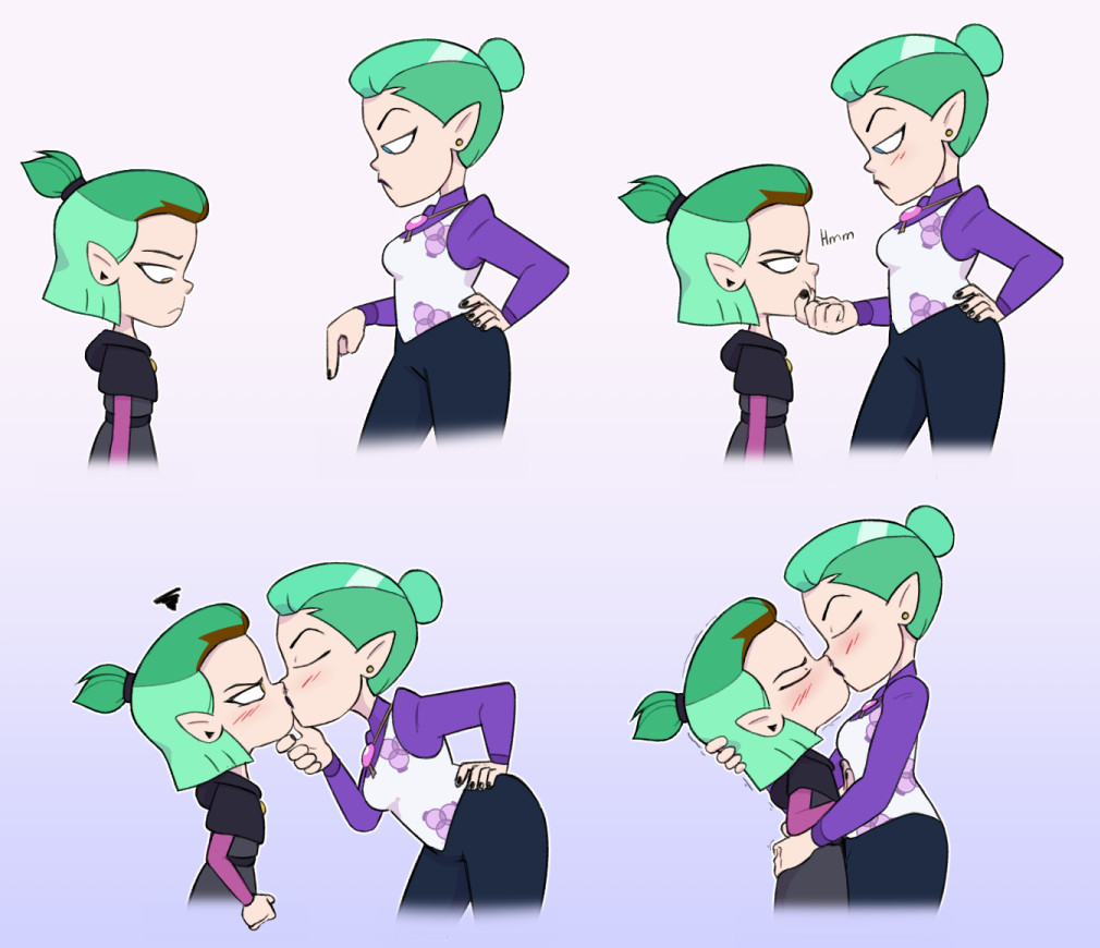 2girls amity_blight angry blush_lines disney disney_channel female female_only green_hair incest kiss kissing making_out mannysdirt mother mother_and_daughter multiple_girls odalia_blight tagme the_owl_house yuri