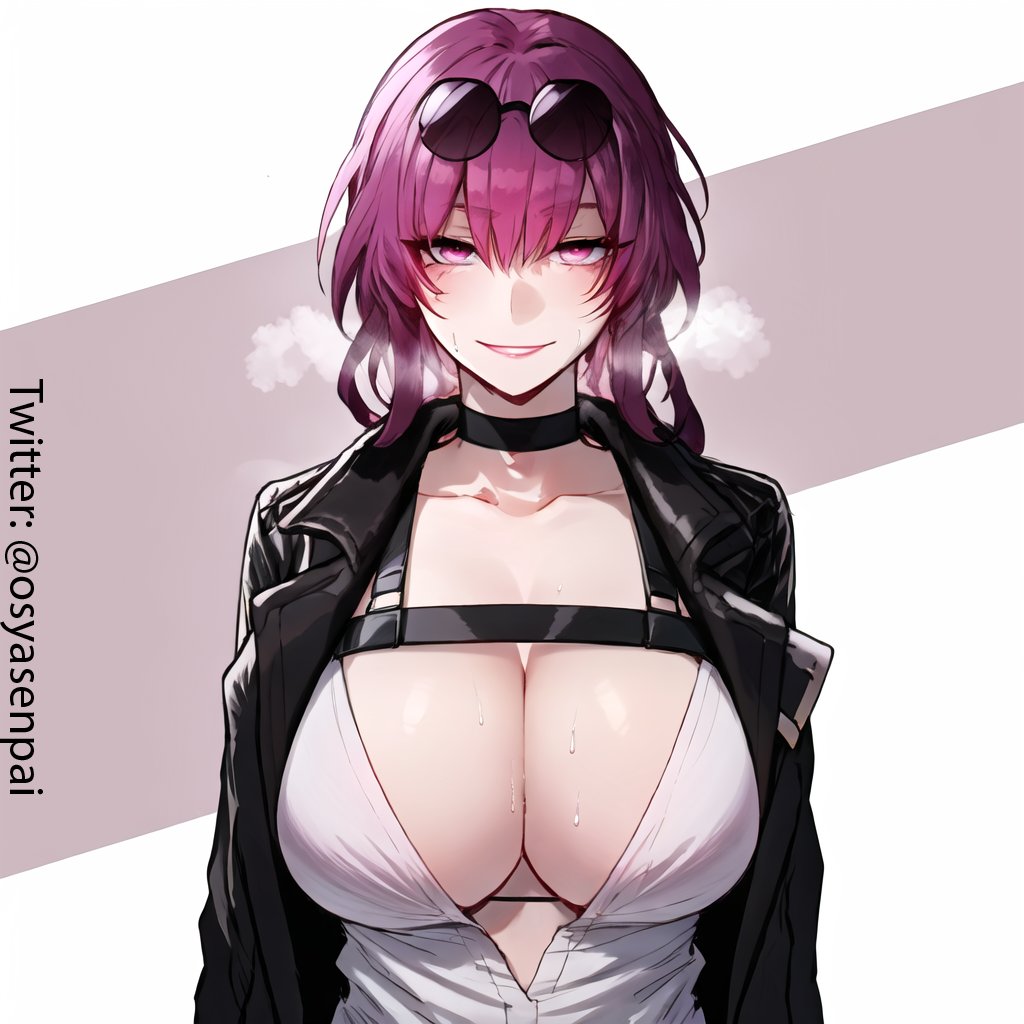 1girls, ai generated, big breasts, breasts, cleavage, female, female only, honkai (series), honkai: star rail, kafka (honkai: star rail), long hair, looking back, mihoyo, osyasenpai, purple eyes, purple hair, solo, solo female, stable diffusion