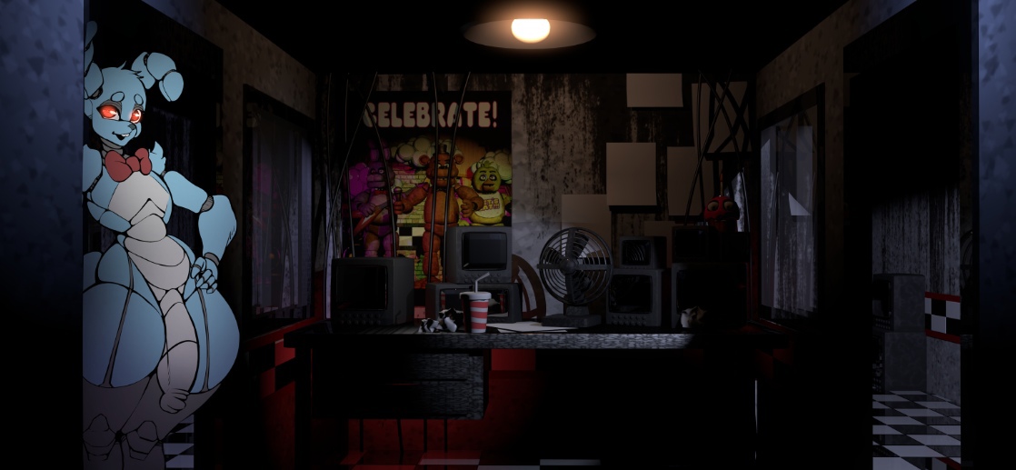 1boy, balls, big penis, blue fur, bonnie (fnaf), ehidney, femboy, five nights at freddy's, fur, furry, humanoid, legwear, looking at viewer, male, male only, nude, penis, red eyes, robot, solo, thick thighs, toy bonnie (fnaf)
