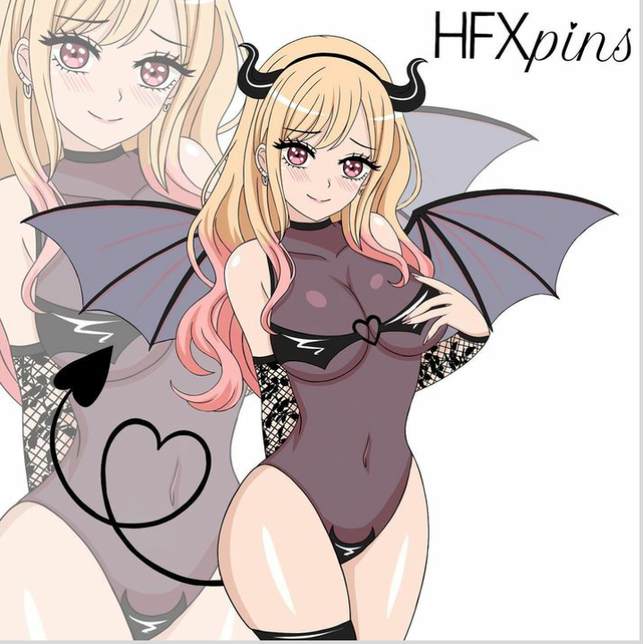 1girls cleavage cosplay female female_only hfxpins kitagawa_marin solo sono_bisque_doll_wa_koi_wo_suru succubus succubus_costume succubus_tail succubus_wings