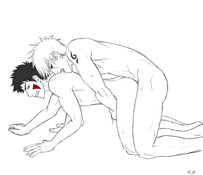 2boys age_difference anal biting cum doggy_style gay handjob hatake_kakashi inuzuka_kiba male male_only monochrome naruto naruto_(series) nude penis sex straight_hair student white_background yaoi yaoiismy