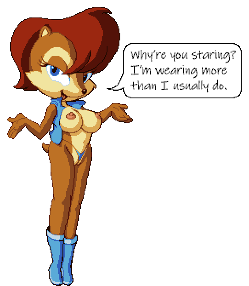 anthro blue_eyes breasts breasts_out brown_fur female female_only humbird0 looking_at_viewer open_vest panties pixel_(artwork) pixel_art pussy red_hair sally_acorn simple_shading solo sonic_(series) sonic_the_hedgehog_(archie) sonic_the_hedgehog_(series) sprite sprite_art string_panties thong transparent_background