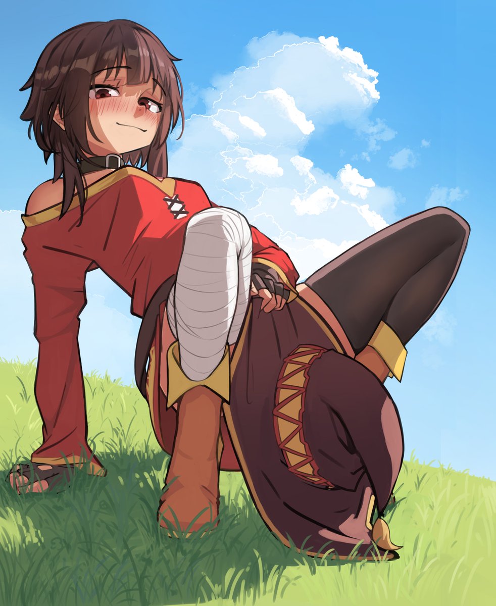 covering_crotch kono_subarashii_sekai_ni_shukufuku_wo! madaotheory megumin outdoors tagme