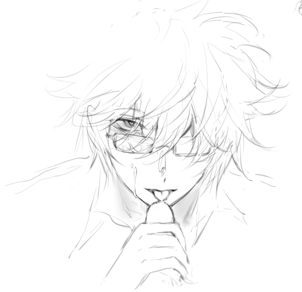 2boys bishonen blush class_3-z cum cum_on_face erection fellatio gay gintama gintoki_sakata glasses hair_over_one_eye heart-shaped_pupils licking_penis looking_at_viewer male male_only male_pov official_alternate_costume oral penis pov rough_sketch sketch solo_focus tongue_out wy3163561826160 yaoi