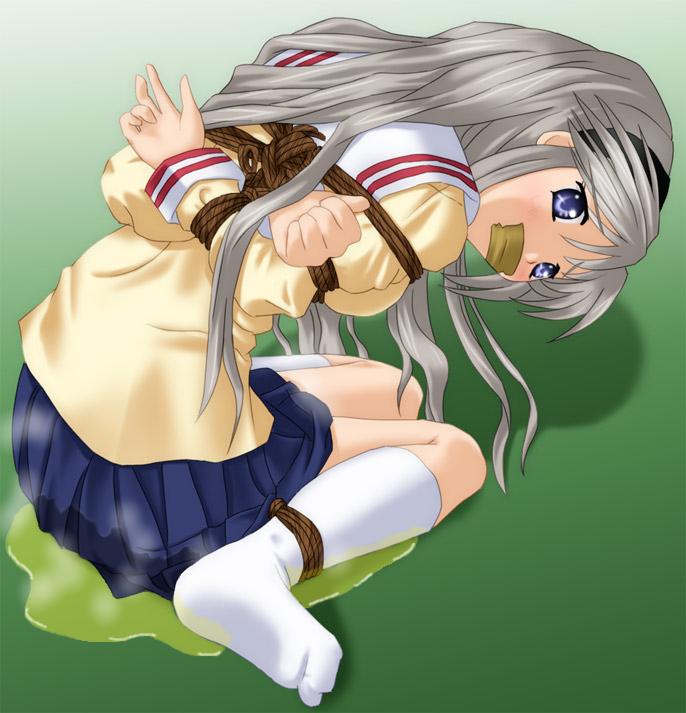 clannad clothing gag peeing peeing_self skirt tagme tied_up tomoyo_sakagami