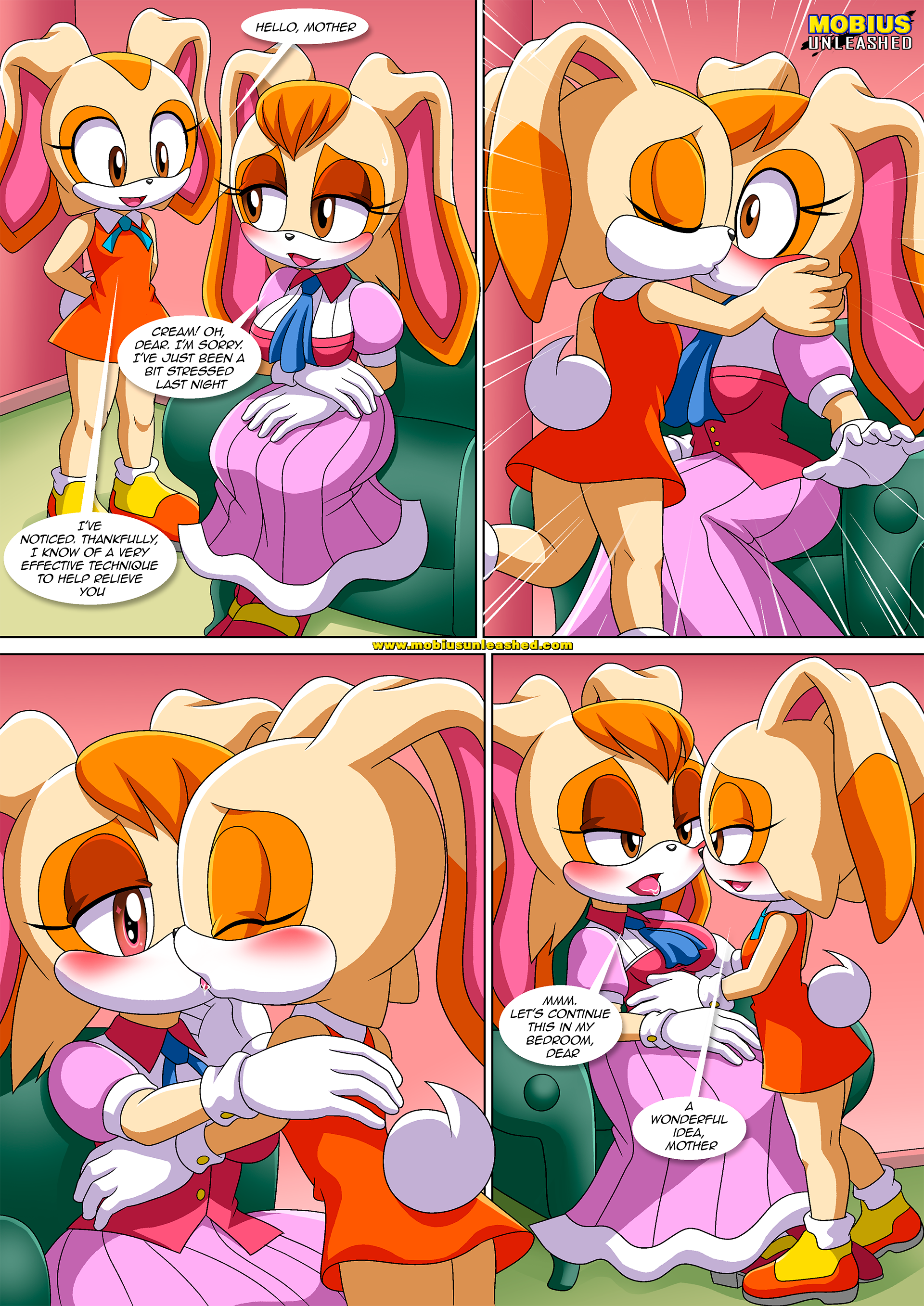 anthro, bbmbbf, comic, cream the rabbit, female, incest, mobius unleashed, mother and daughter, palcomix, sega, sonic (series), sonic the hedgehog (series), the mayhem of the kinky virus 3 (comic), vanilla the rabbit