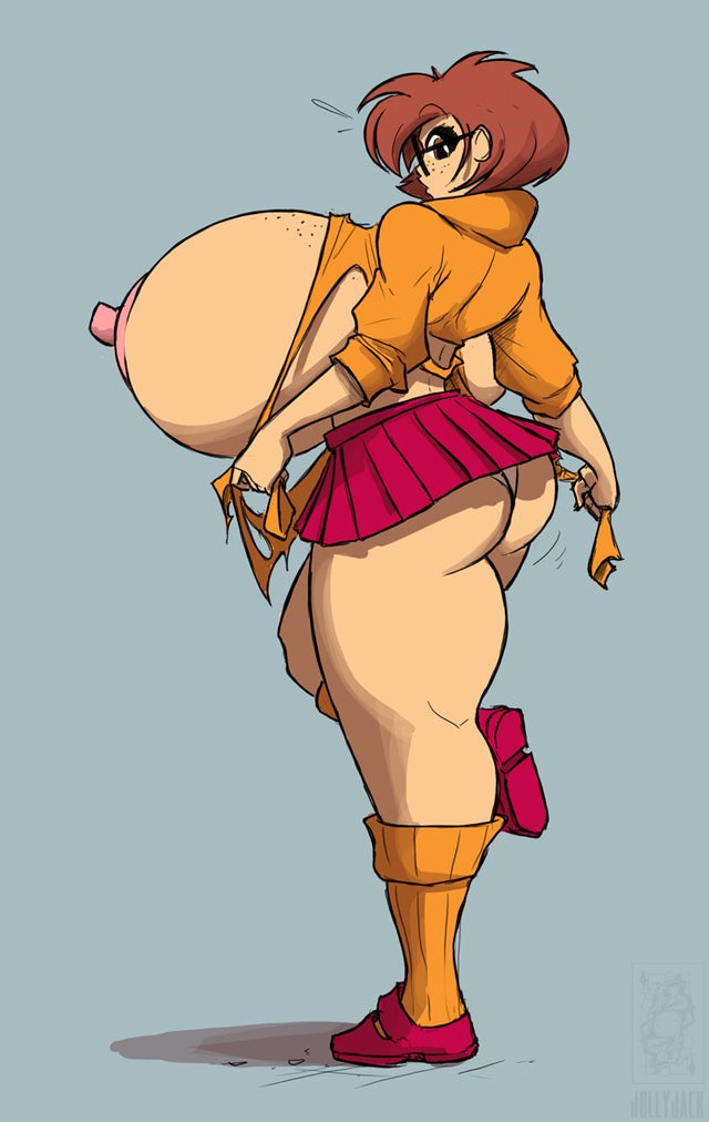 1girls big_ass big_breasts breasts_bigger_than_head dress_shoes female female_only huge_breasts jolly_jack long_socks ripped_clothes scooby-doo shoes skirt solo velma_dinkley