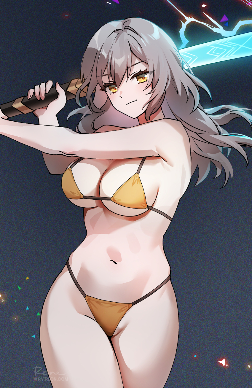 1girls, bikini, female, foxy rain (foxyreine), foxyrain (foxyreine), foxyreine, honkai: star rail, solo, solo female, stelle (honkai: star rail)