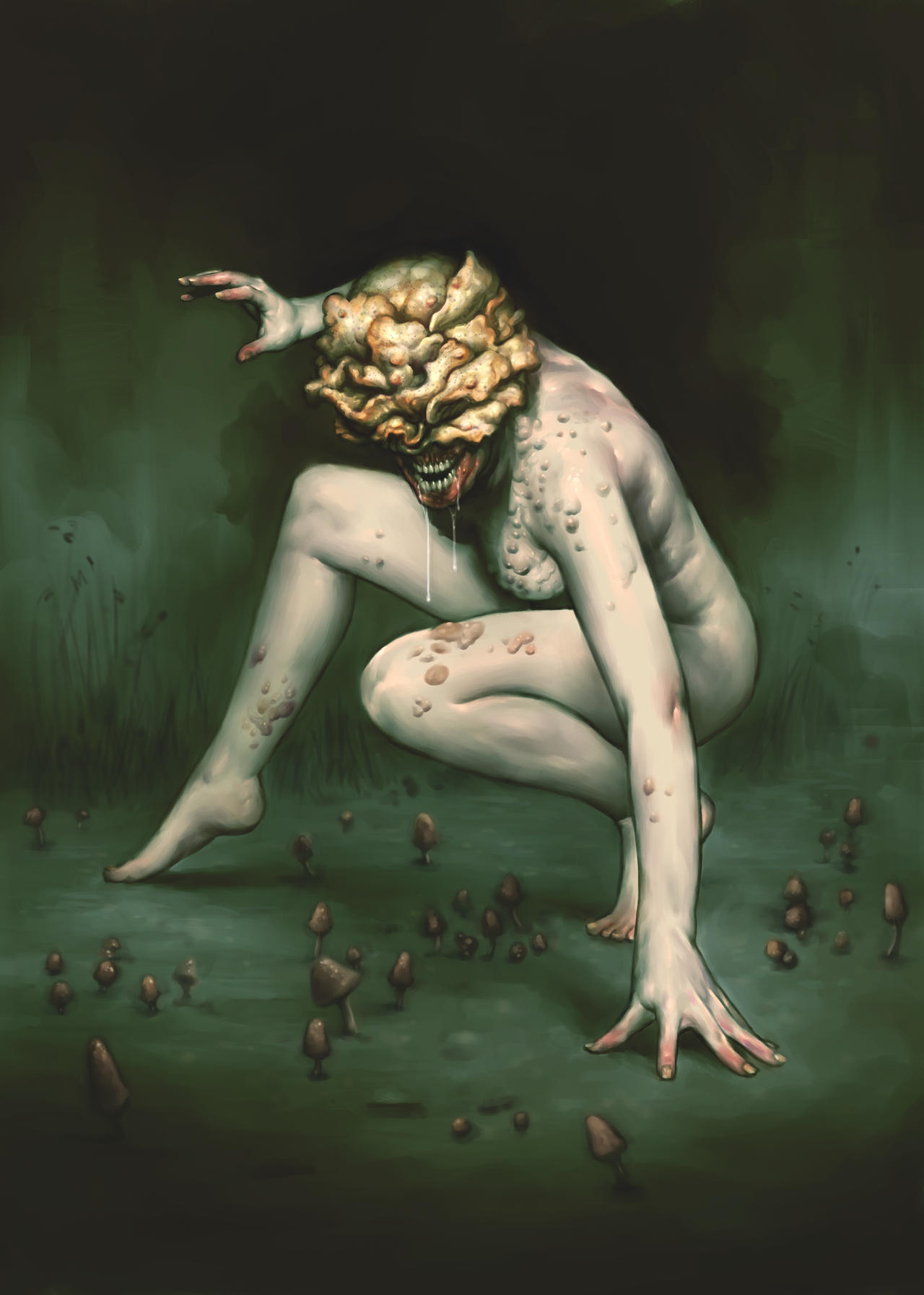 breasts clicker cordyceps danielkarlsson eyeless female female_only fungus hair infected monster monster_girl naughty_dog nightmare_waifu nude saliva screencap simple_background solo sony_interactive_entertainment the_last_of_us the_last_of_us_2 video_games