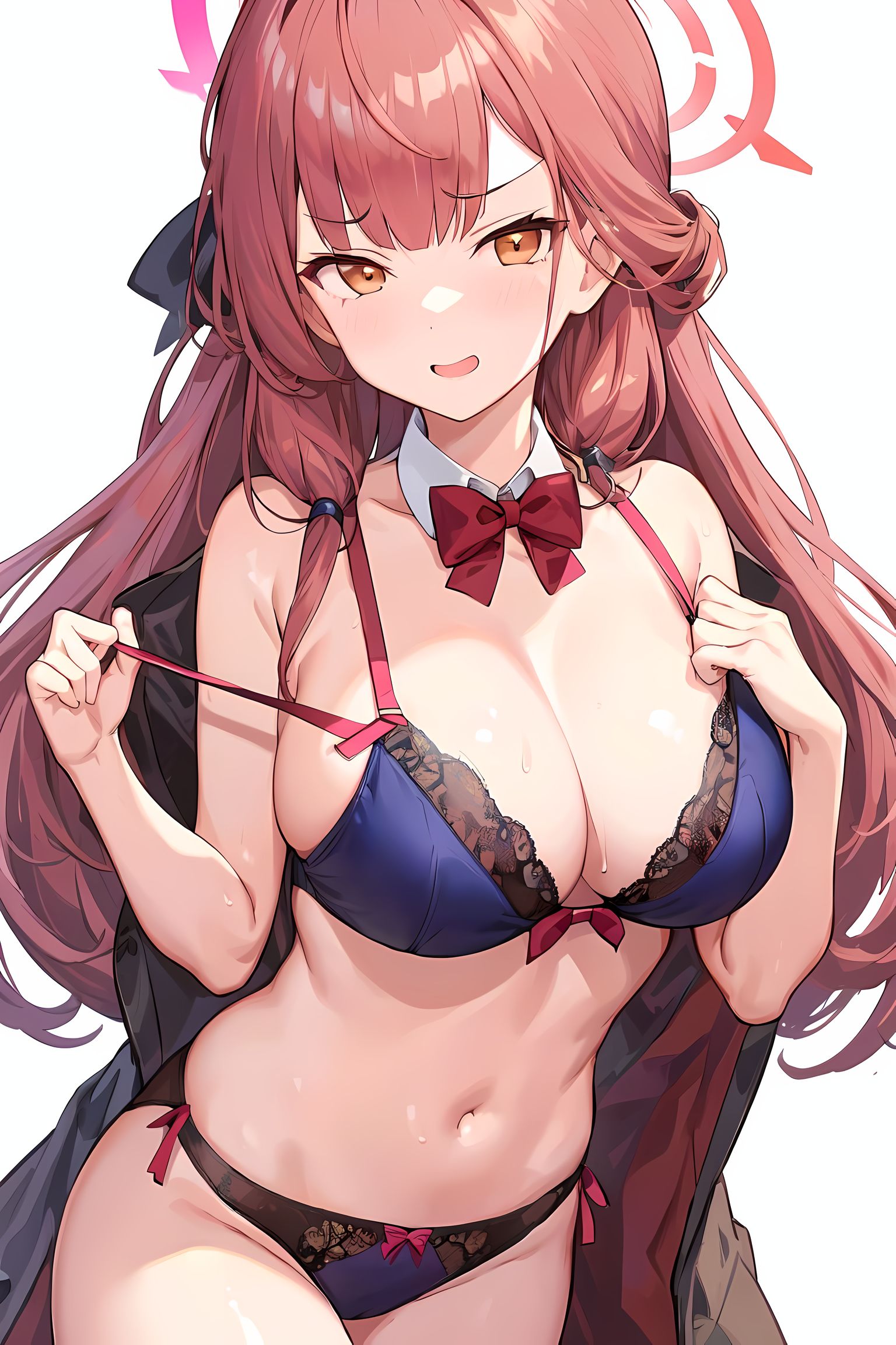 1girls, 2023, ai generated, ai hands, anime nose, aru (blue archive), blue archive, breasts, clothed female, female, female focus, female only, gehenna academy student, huge breasts, lingerie, looking at viewer, problem solver 68 (blue archive), solo female, stable diffusion, voluptuous, voluptuous female