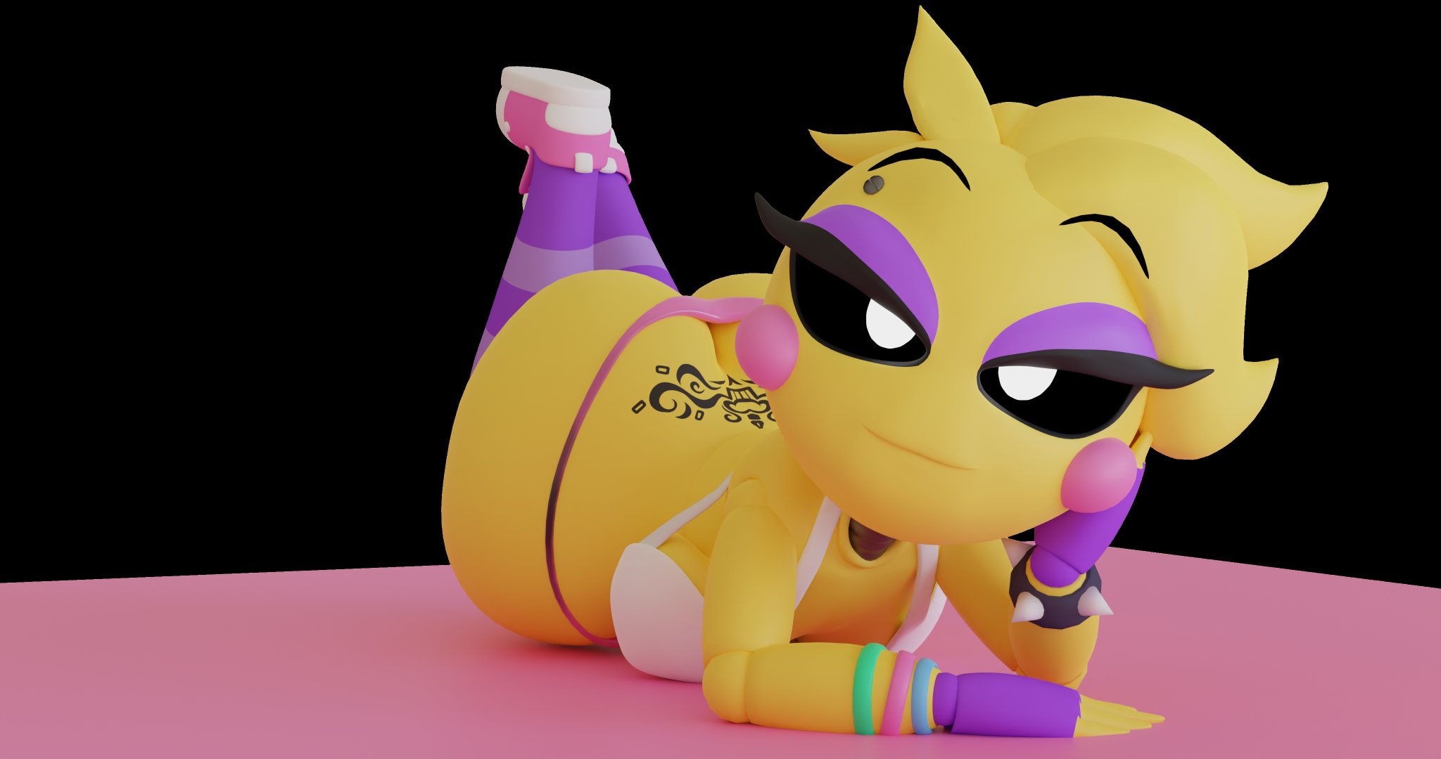 1girls, 3d, 3d (artwork), adri164, big breasts, breasts, cleavage, eyebrows, eyelashes, eyeshadow, female, female only, five nights at freddy's, five nights at freddy's 2, glowing eyes, large breasts, looking at viewer, panties, solo, solo female, solo focus, thick thighs, thighs, thong, toy chica (eroticphobia), toy chica (fnaf), yellow body, yellow skin