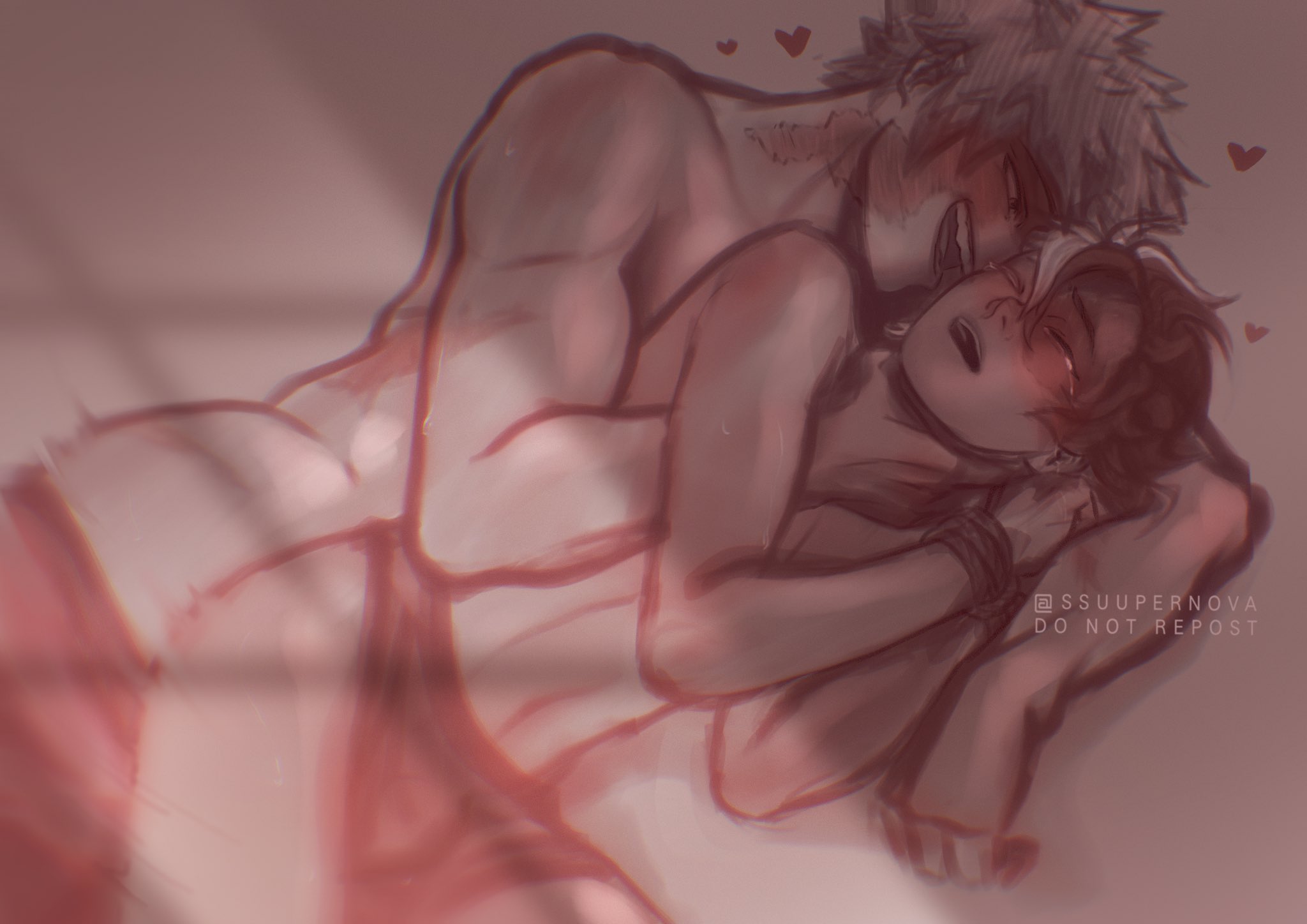 2boys, femboy, gay, gay domination, gay sex, hand on throat, heart, katsuki bakugou, male, male only, male/male, maledom, my hero academia, on side, restrained, restrained arms, scar, shouto todoroki, ssuupernova, straight hair, taken from behind, tied hands, twink, yaoi