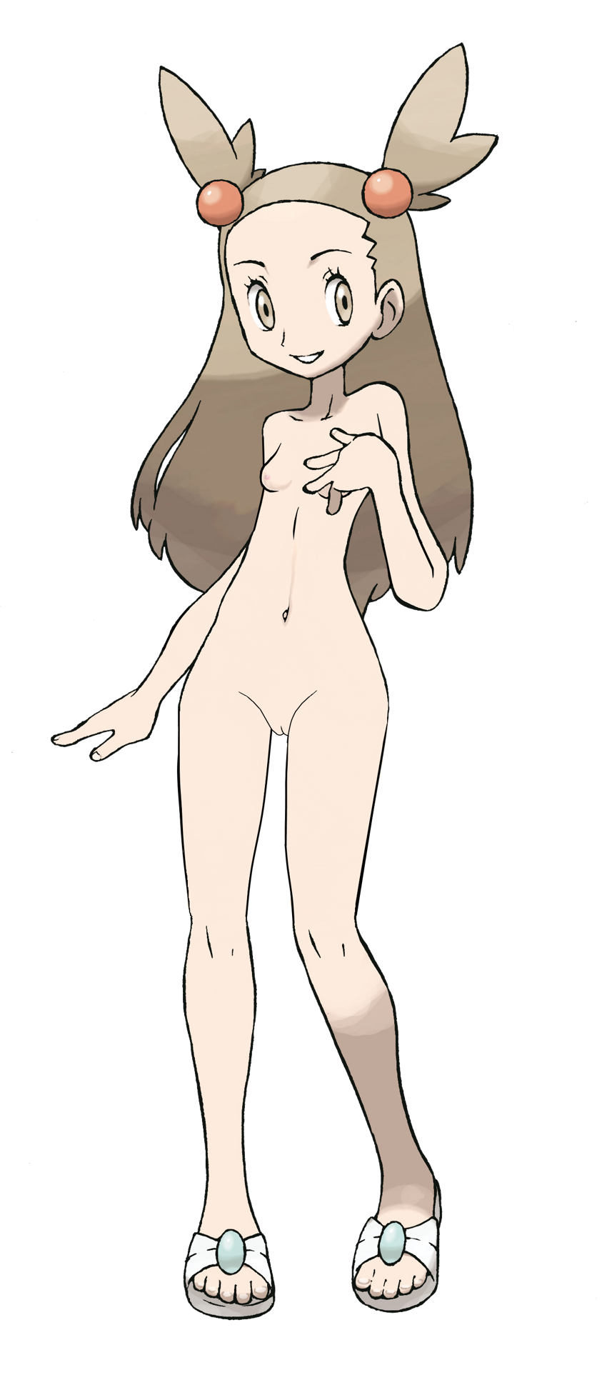 breasts color female female_only front_view hair human jasmine_(pokemon) jasmine_(pokemon_hgss) long_hair nintendo nipples nude pokemon solo standing tagme vulva