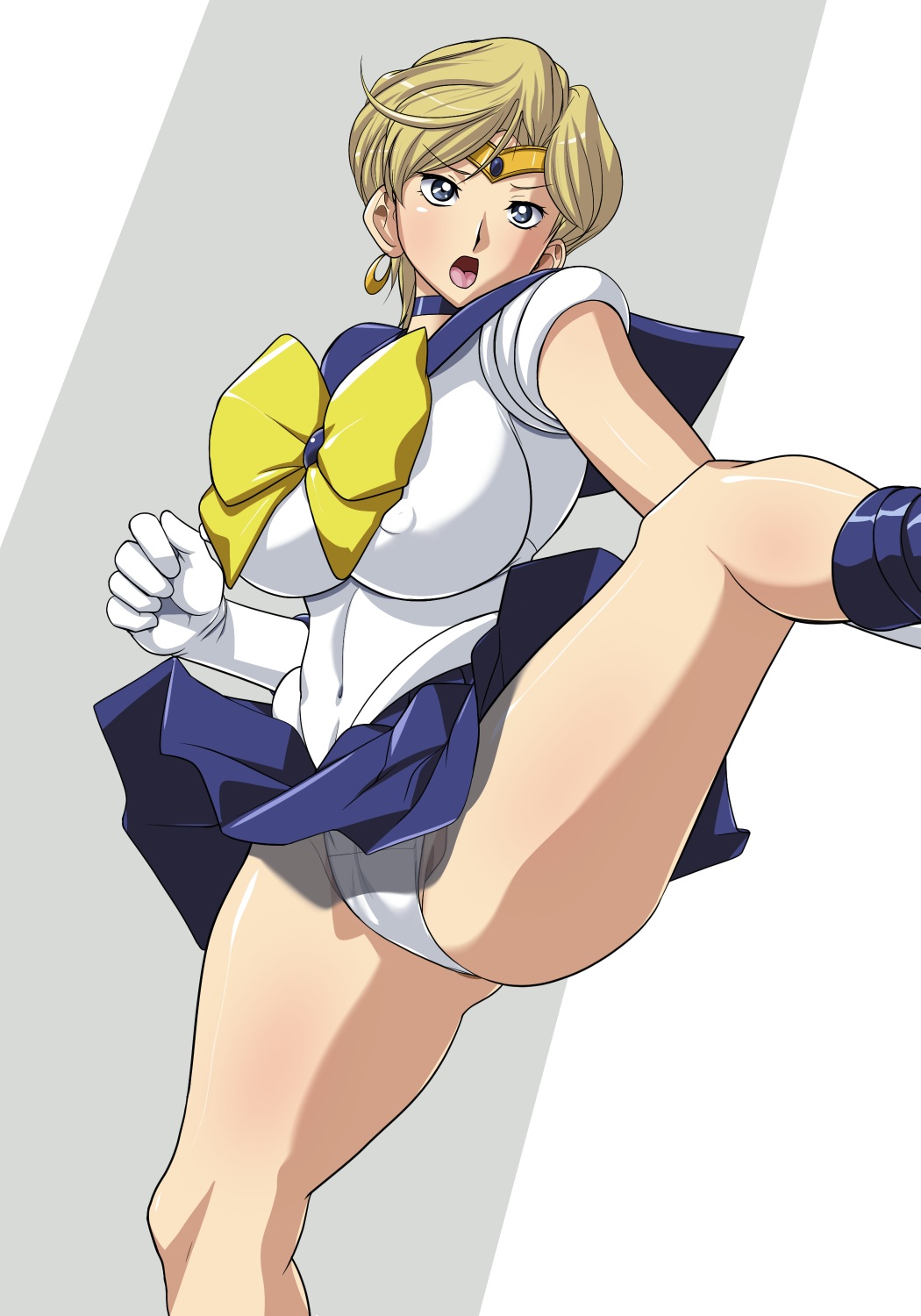 bishoujo_senshi_sailor_moon blush breasts cameltoe clothing erect_nipples erect_nipples_under_clothes haruka_tenou highres hikawadou large_breasts sailor_uranus skirt