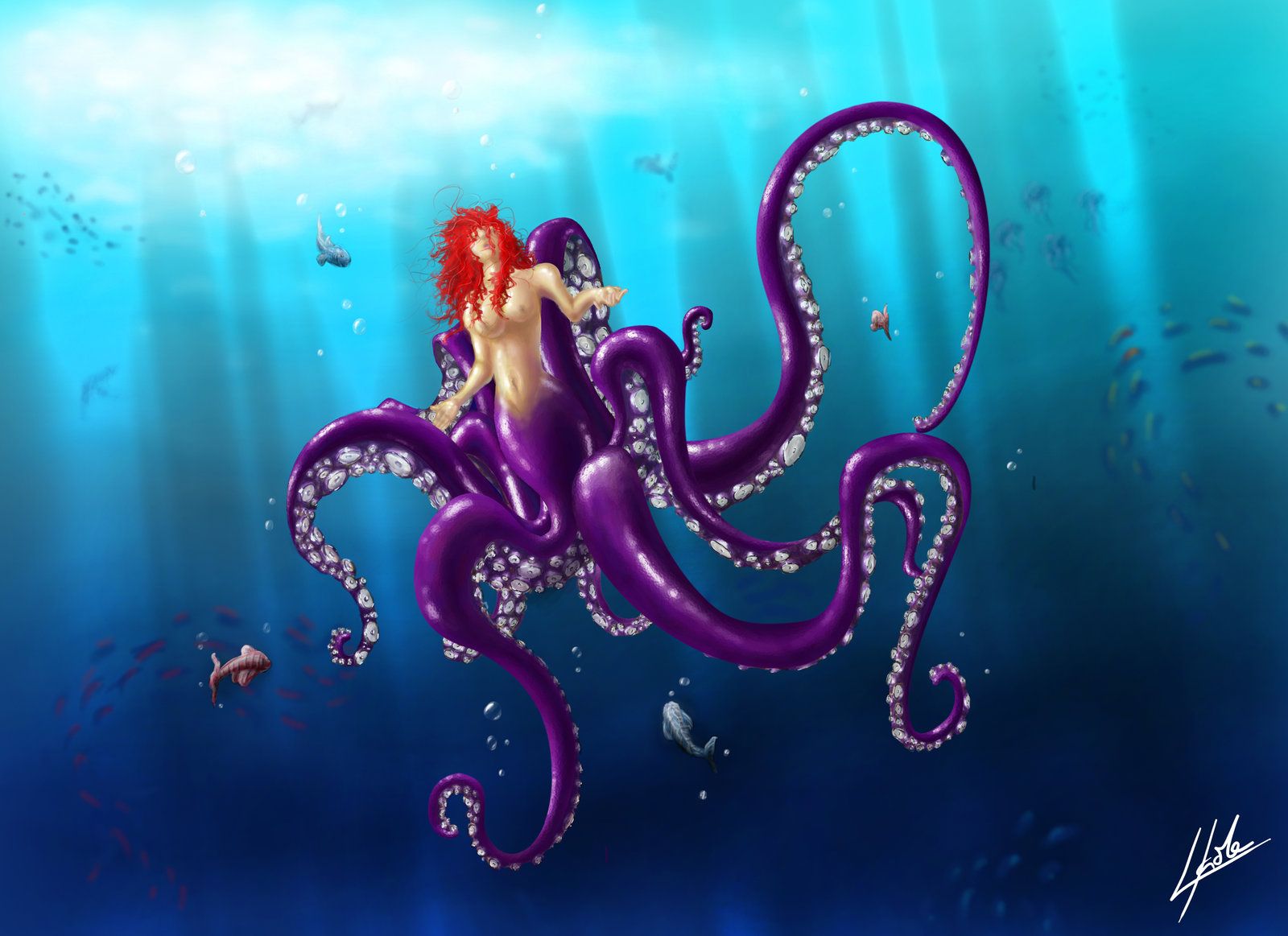 ariel disney nipples octopus_girl tagme tentacle tentacle_girl tentacle_monster the_little_mermaid underwater