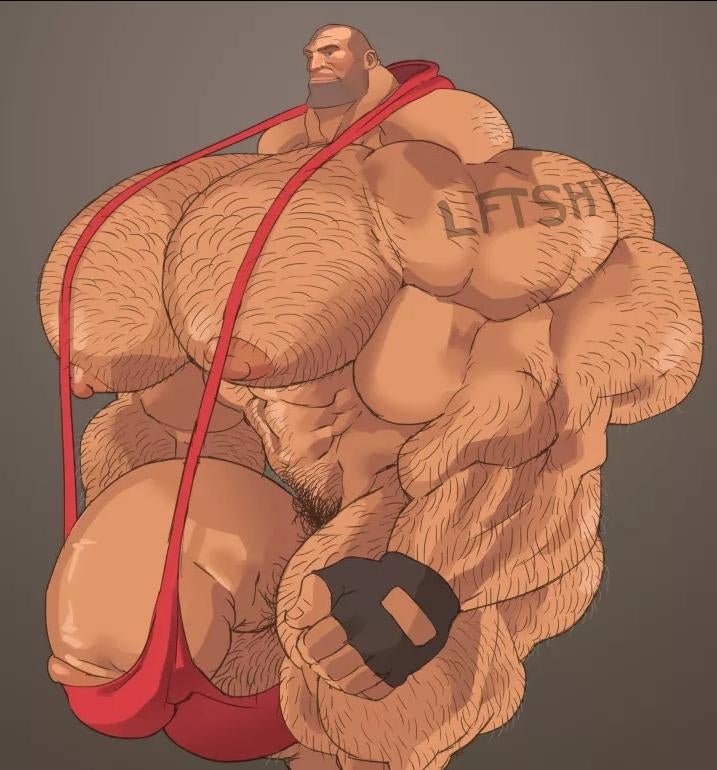 1boy artist_request bald big_dick big_penis body_hair buff flaccid hairy heavy_(team_fortress_2) human hyper_muscles macro male_only mankini muscles red_mankini remert solo solo_male tagme team_fortress_2 valve