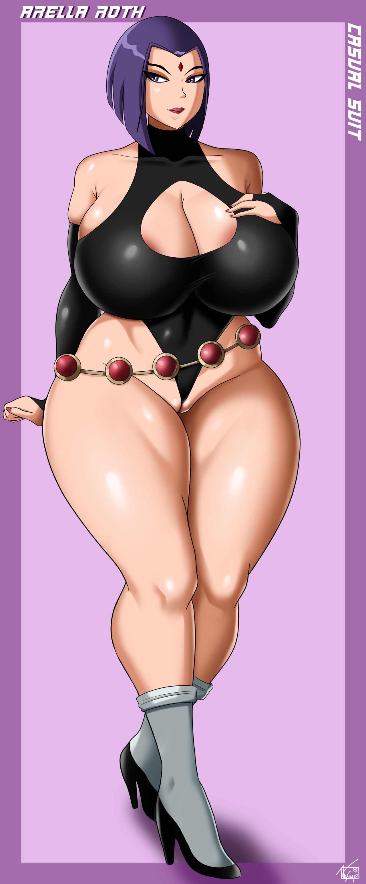 1girls, arella roth, ass, between labia, breasts, breasts bigger than head, cartoon network, dc, dc comics, female, huge breasts, huge thighs, human, innie pussy, milf, pinup, pussy, tagme, teen titans, thick thighs, venus body, vn simp