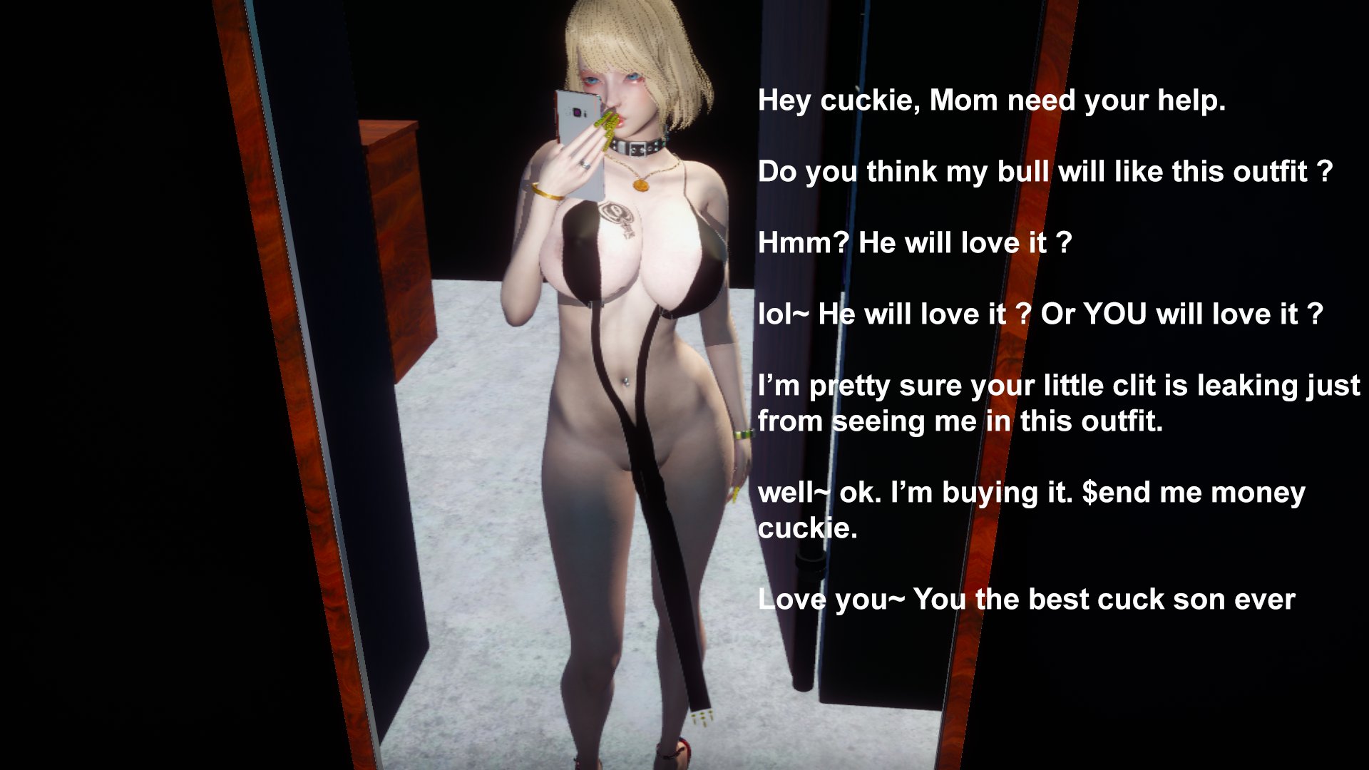 1girls, blonde hair, cuckold, english text, female, femdom, financial domination, findom, humiliation, male, motherly cuckold, penis, queen of spades, small penis humiliation, solo, tagme, text, yuumiqos