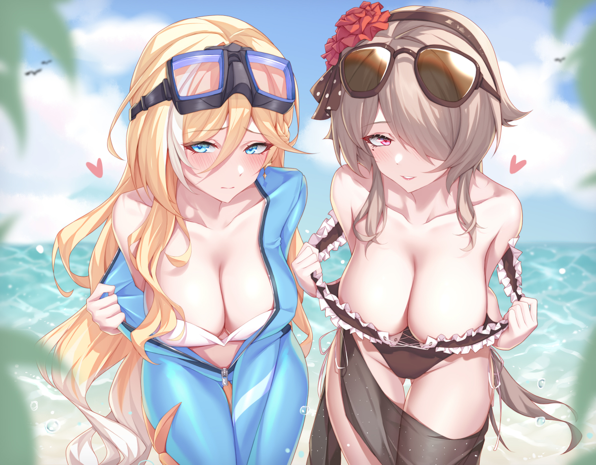 beach, breasts, cleavage, durandal (honkai impact), female, honkai impact 3rd, large breasts, rita rossweisse, ruo zhishi chu jian, swimsuit