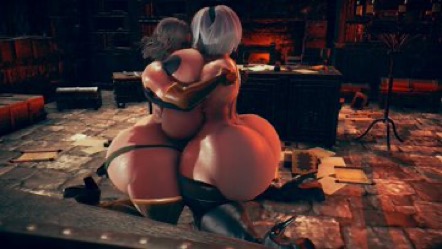 3d crossover elden_ring honey_select_2 huge_ass huge_breasts hugging illusion_soft melina_(elden_ring) nier:_automata randoxwando yorha_2b