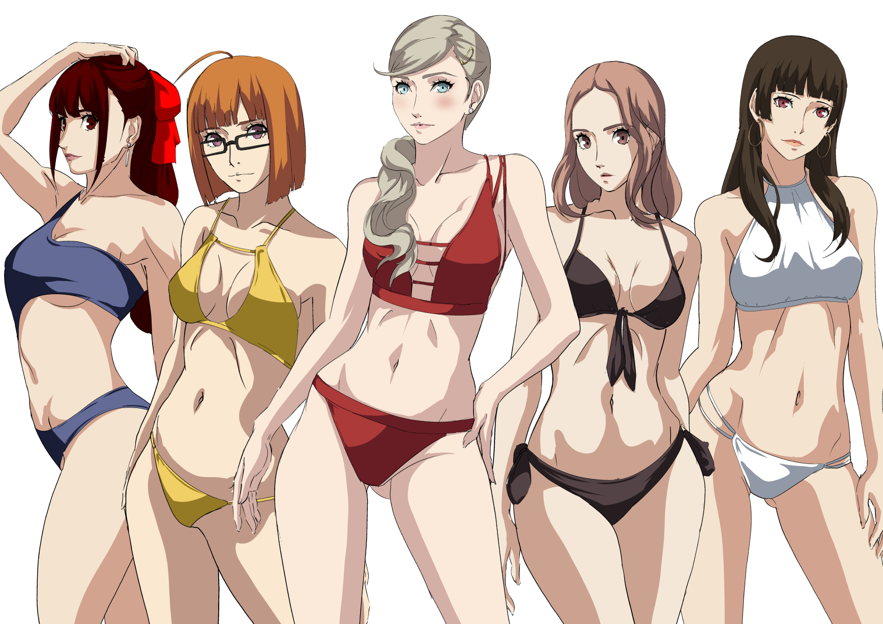 5girls, age difference, aged up, alternate costume, ann takamaki, atlus, breasts, excaliblader, female, female only, haru okumura, kasumi yoshizawa, makoto niijima, persona, persona 5, sakura futaba, sumire yoshizawa