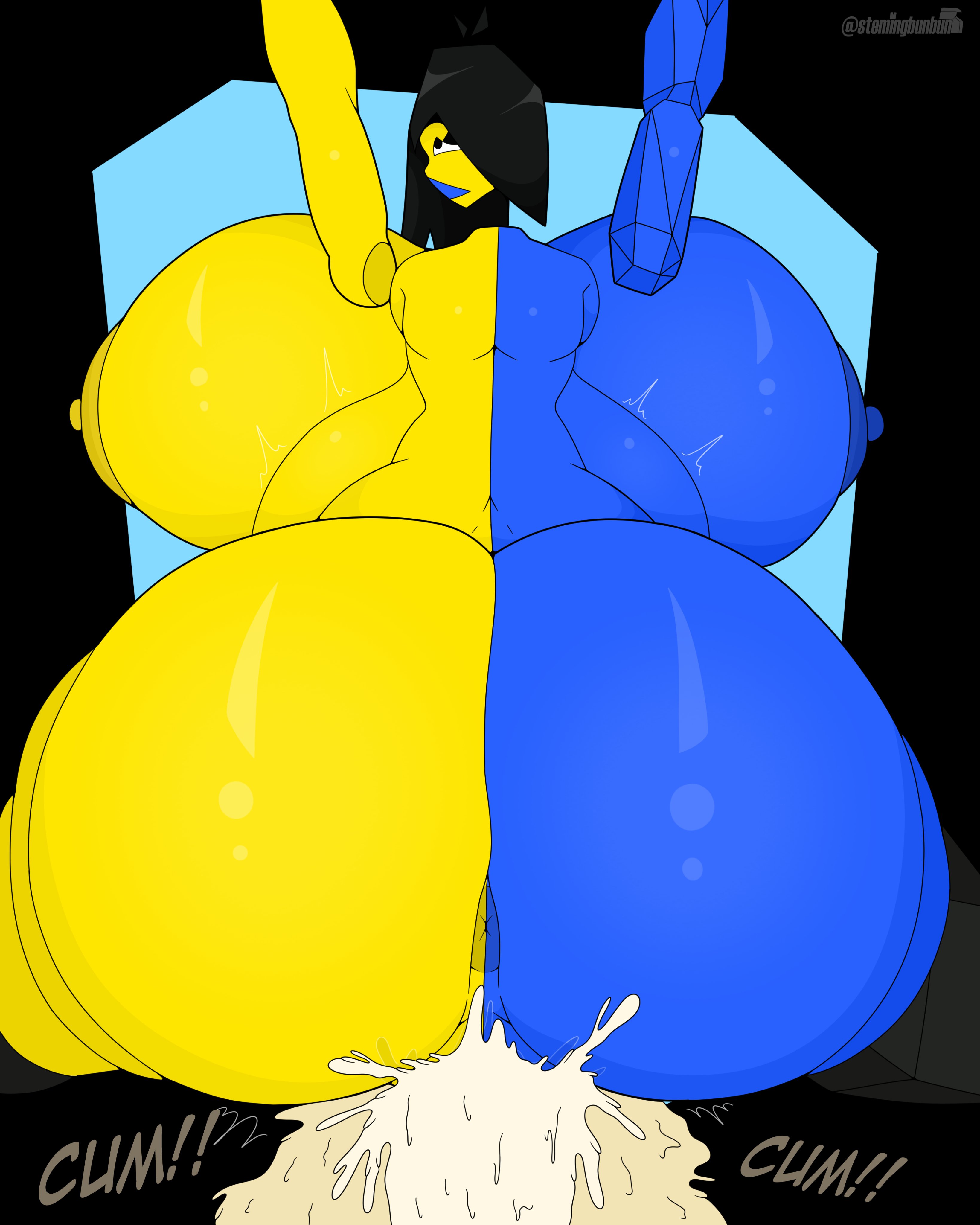1girls, 2023, anthro, areolae, ass, back view, big ass, big breasts, big butt, big penis, black hair, blue body, breasts, cum, cum drip, cum explosion, cum in pussy, cum inflation, cum inside, cumflated belly, cumflation, digital media (artwork), disembodied penis, ena, ena (orginal), ena (series), female, female penetrated, hair, hi res, hourglass figure, huge ass, huge breasts, hyper ass, hyper cumflation, joel g, looking pleasured, looking up, male, multicolored body, open mouth, penis, pussy, sex, stemingbunbun, thick thighs, two-tone body, vaginal penetration, voluptuous, wide hips, yellow body