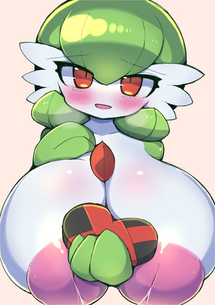 1girls blush blushing gardevoir happy huge_breasts inverted_nipples lactating lactation looking_at_viewer nekoyuu nipples pokemon pokemon_(species) valentine wholesome