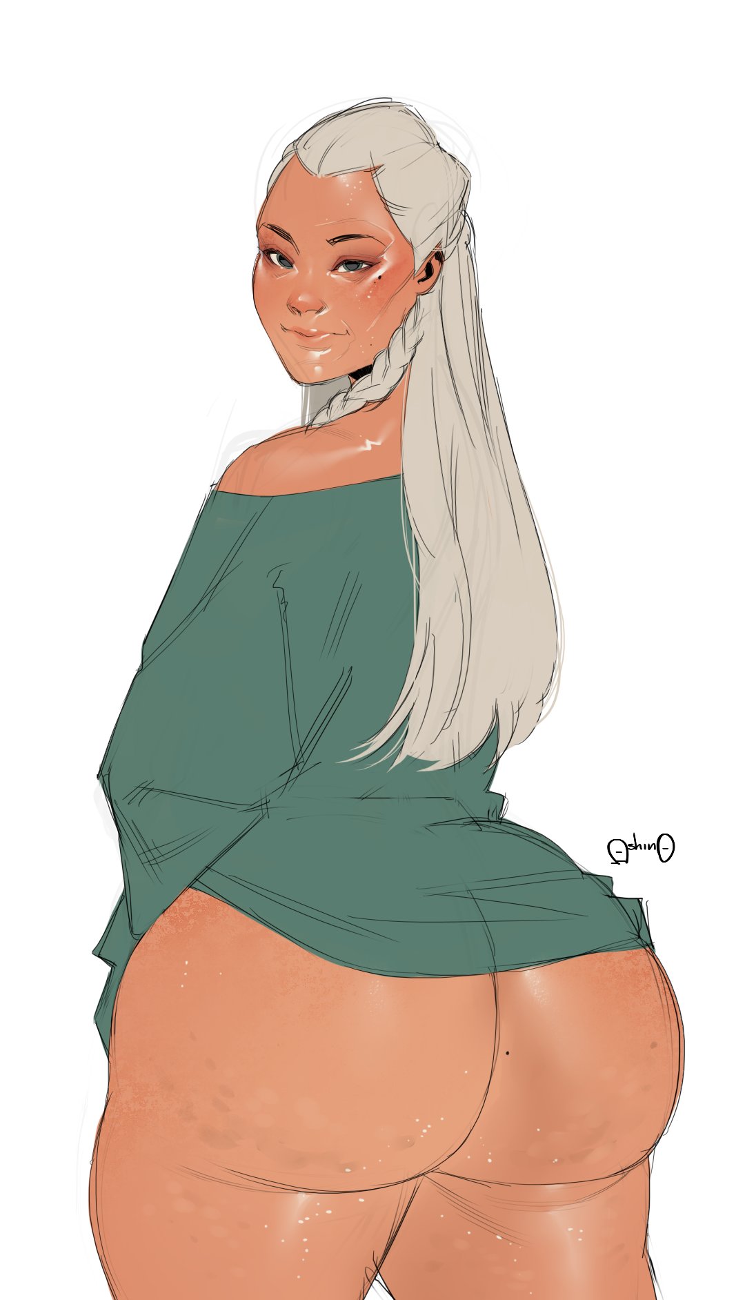 1girls ashino_art big_ass big_butt bottomless bottomless_female disney female female_focus female_only frozen_(film) frozen_2 gilf light-skinned_female light_skin looking_at_viewer mature_female mole mole_under_eye older_female yelana