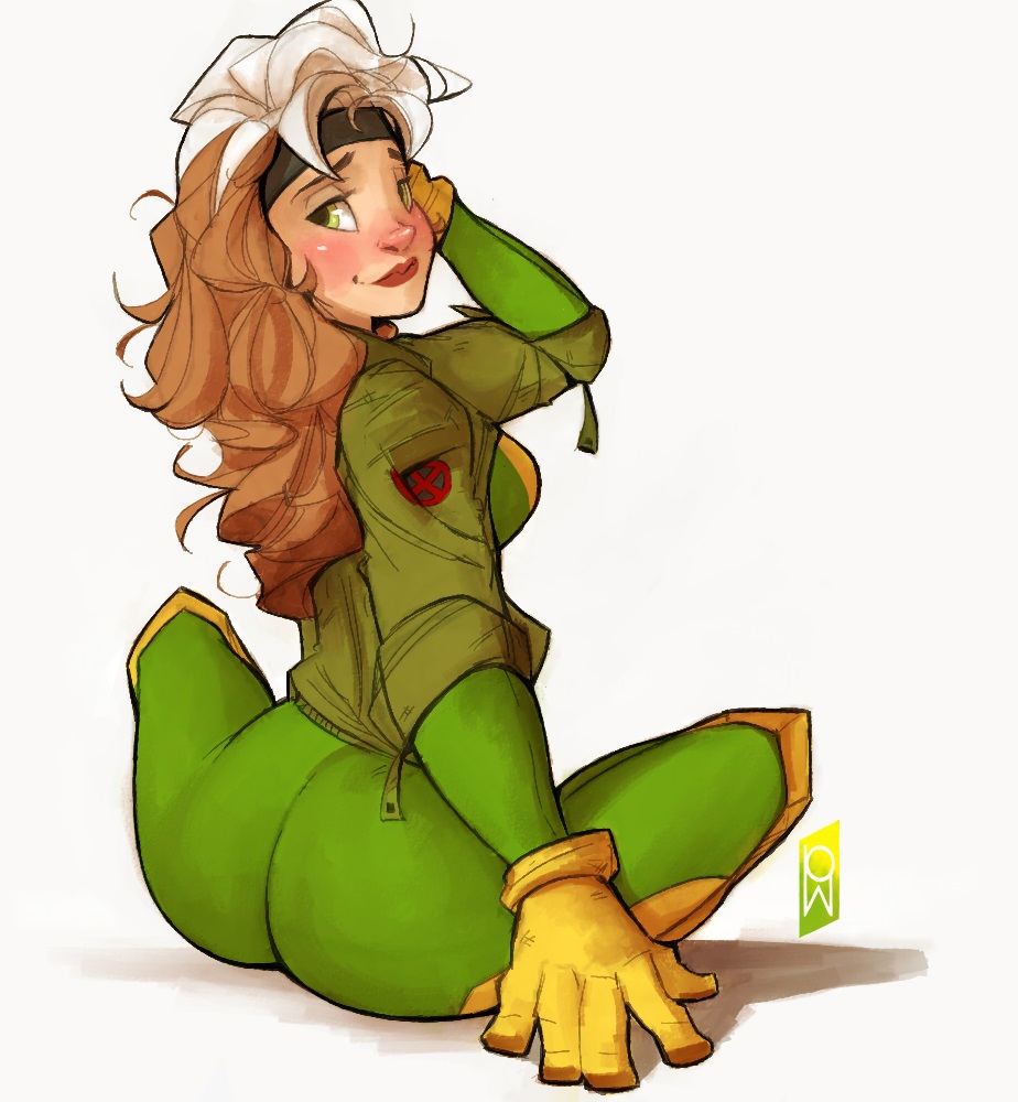 ass ass_focus big_breasts bodysuit female_only hourglass_figure looking_at_viewer marvel marvel_comics rogue_(x-men) tight_clothing tomphelippe x-men