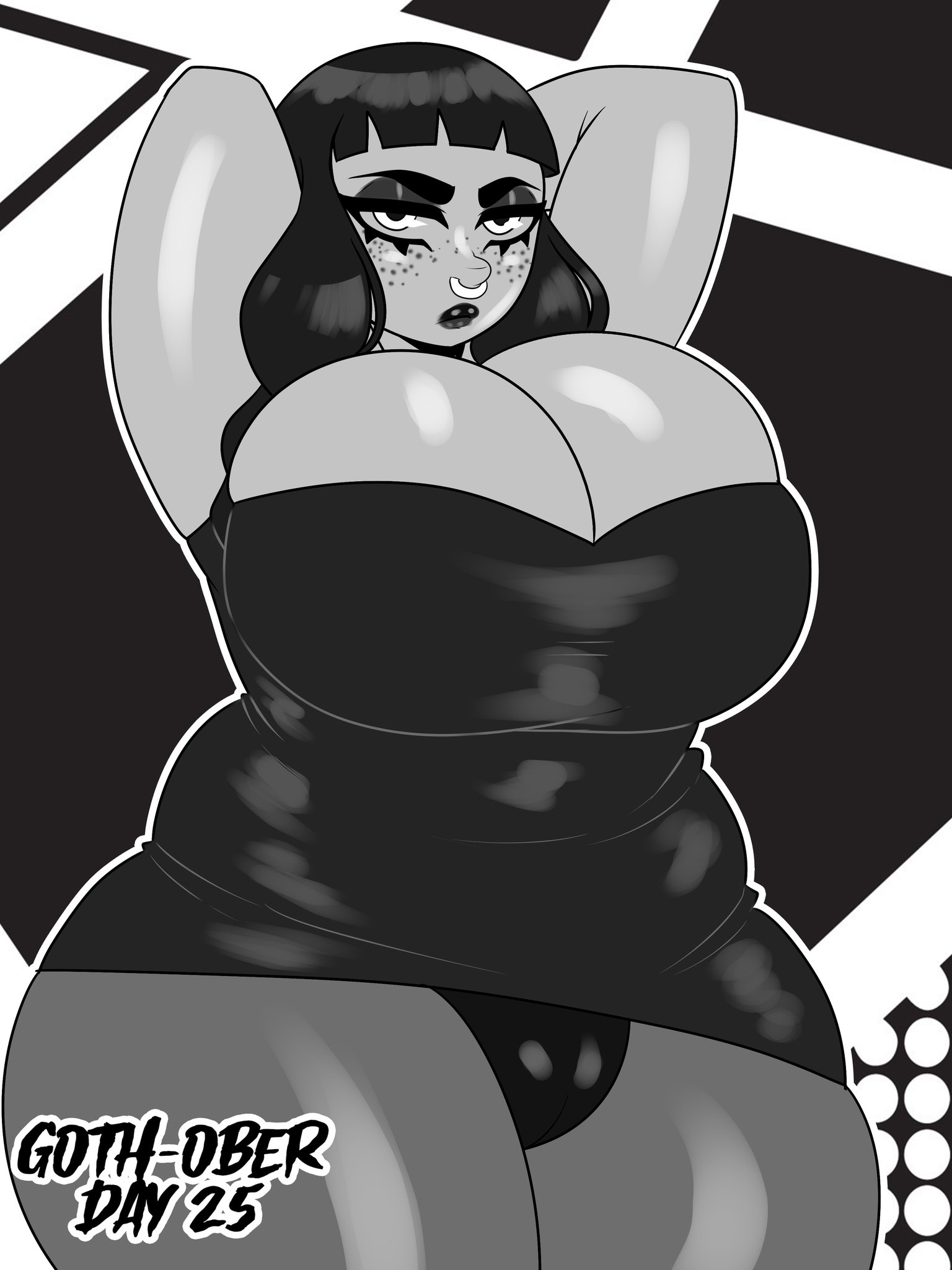 bbw, breasts, bursting breasts, dc, dc comics, female, freckles, goth, i am not starfire, mandy anders, solo, solo female, tight clothing, xxfujiwaraxx