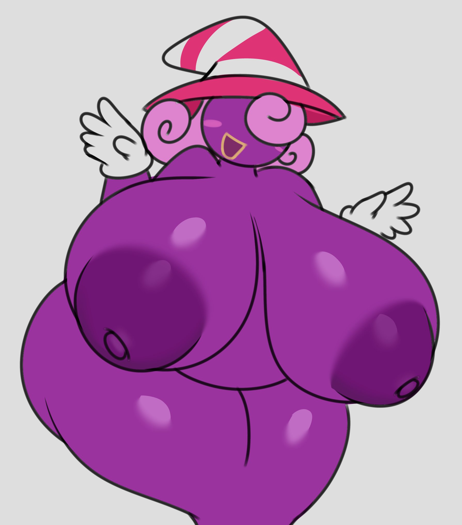 big boobs, big breasts, boobs, breasts, completely nude, hat, humanoid, mario (series), nintendo, nipples, no bra, no panties, nude, nude female, paper mario, pink hair, pink hair female, purple body, purple skin, purple skinned female, purple-skinned female, shadow siren, simple background, tha randomu, thick thighs, thighs, trans (lore), trans woman, vivian (paper mario)
