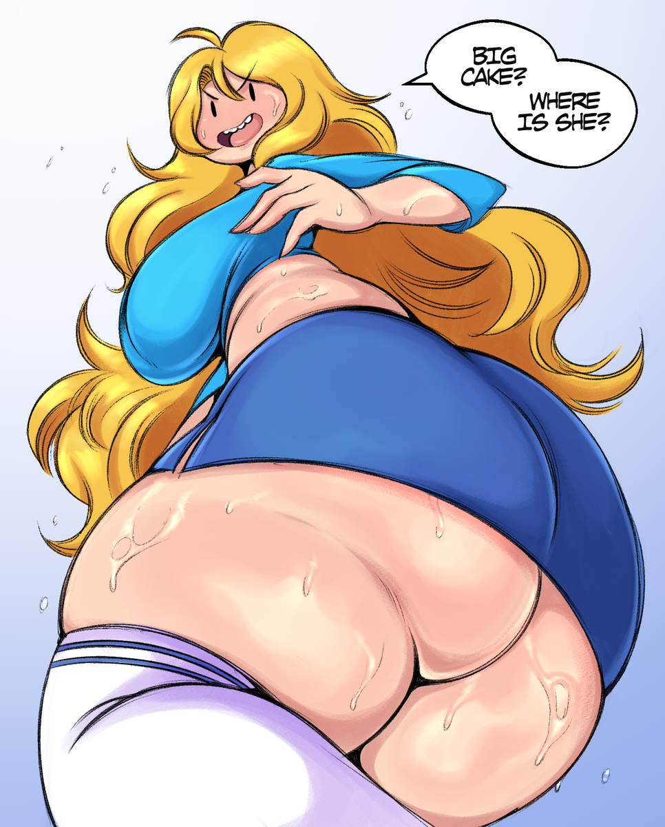 1girls, adventure time, adventure time: fionna & cake, ass, ass focus, back, back view, big ass, big breasts, big butt, blonde hair, blush, breasts, clothed, clothing, color, english text, female, female focus, female only, fionna the human girl, hi res, human only, large breasts, light skin, light-skinned female, long hair, open mouth, saltyxodium, solo, solo female, stockings, sweat, tagme, text, text bubble, thick thighs