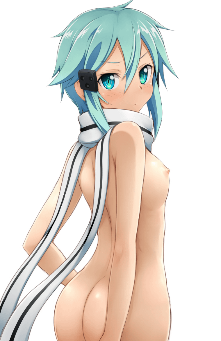 blue_hair hair long_hair nude scarf