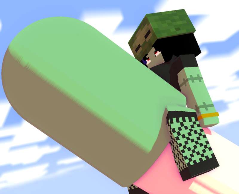 1girls 3d breasts deep_penetration fishnet_stockings from_behind giant_penis green_skin hyper_penetration hyper_penis hyper_stomach_bulge melinajbt mine-imator minecraft outside penetration red_eyes sex stomach_bulge tagme vaginal_penetration zombie_girl_(minecraft)