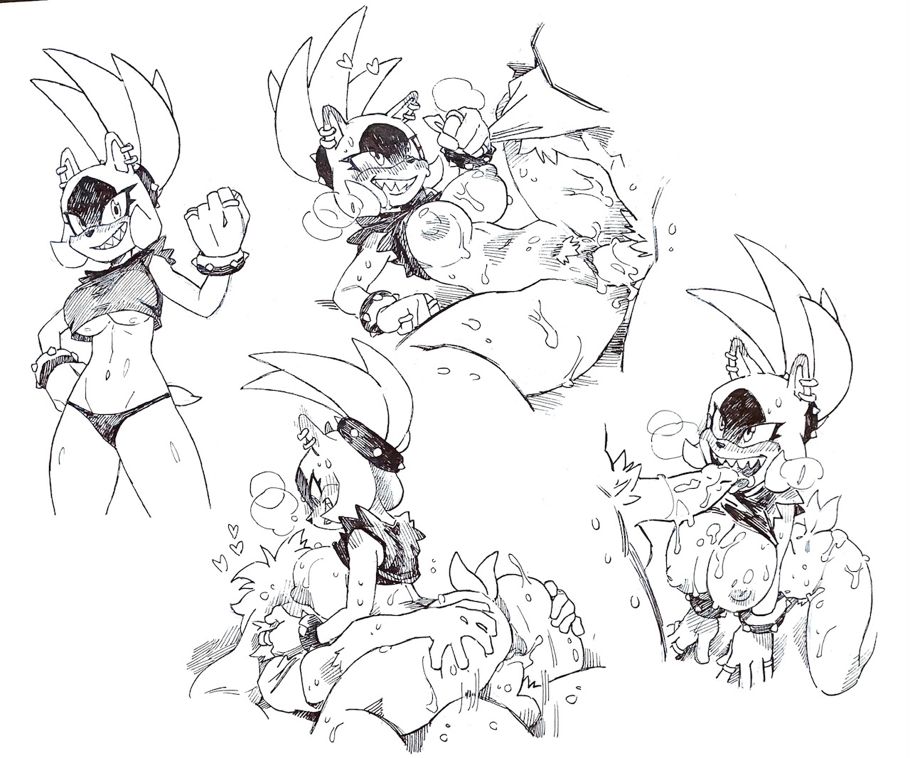 1boy, 1girls, 2023, afrosoricid, anthro, anthro penetrated, bandai namco, big breasts, black and white, bodily fluids, bracelet, breasts, clothed, clothing, cowgirl position, crop top, cum, cum on breasts, dominant, dominant female, duo, ear piercing, ear ring, erection, faceless character, faceless male, female, female focus, female on top, female penetrated, from front position, genital fluids, genitals, idw comics, idw publishing, jewelry, klonoa, klonoa (series), licking, male, male on bottom, male penetrating, male penetrating female, male/female, mammal, mobian (species), monochrome, multiple images, multiple positions, nipples, on bottom, on top, oral, panties, penetration, penile, penile penetration, penis, penis in pussy, penis lick, piercing, power bottom, pubes, pussy, raised clothing, raised shirt, raised topwear, ring piercing, sega, sex, sharp teeth, shirt, sketch page, solo focus, sonic (series), sonic the hedgehog (comics), sonic the hedgehog (idw), sonic the hedgehog (series), spiked bracelet, spikes, surge the tenrec, teeth, tenrec, tongue, tongue out, topwear, twistedterra, under boob, underwear, vaginal penetration
