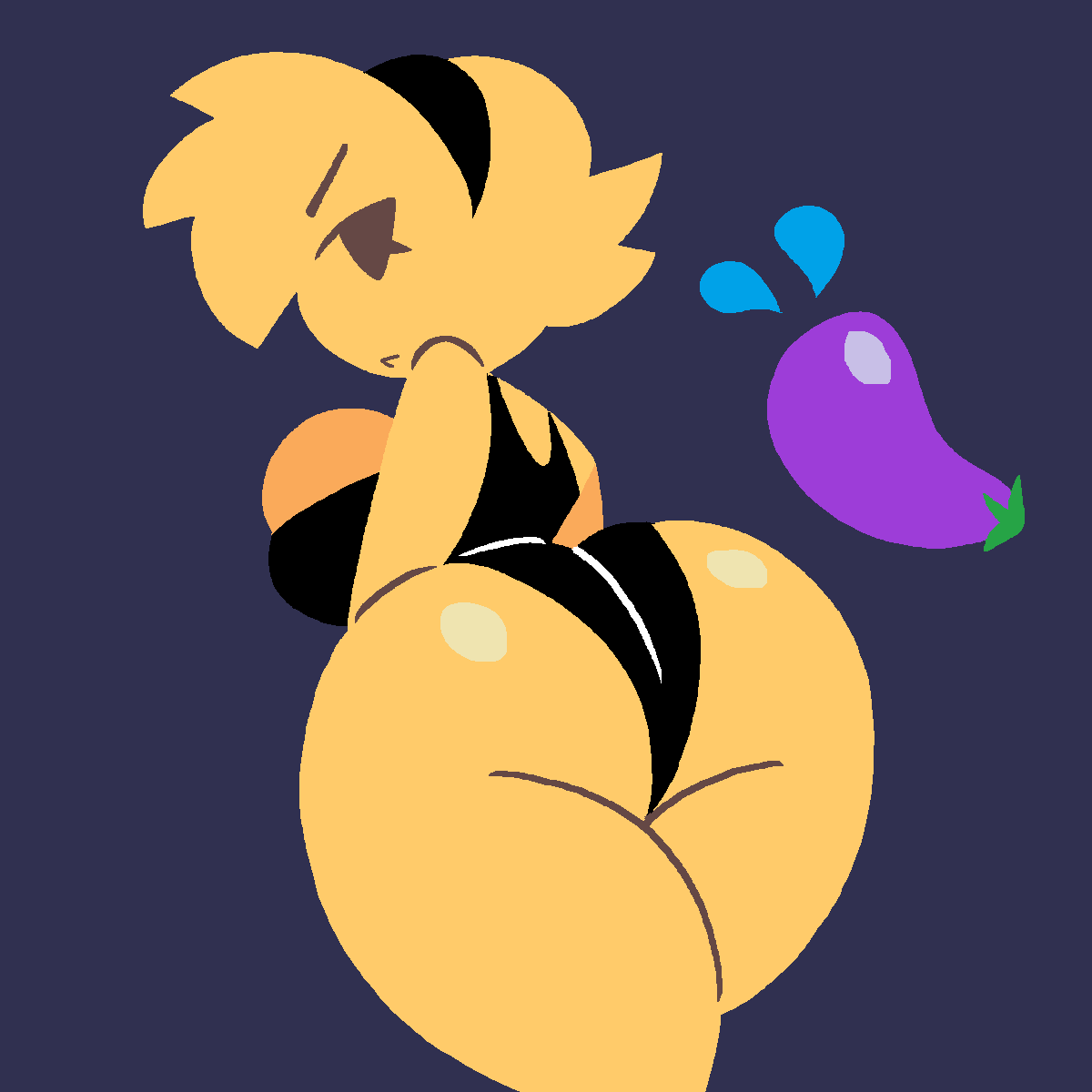 1girls eggplant emoji emoji_(race) female female_only goth grumpy hairband huge_ass huge_breasts jjoyplus no_outlines rose_(lewd_dorky) simple_background solid_color_background thick_thighs