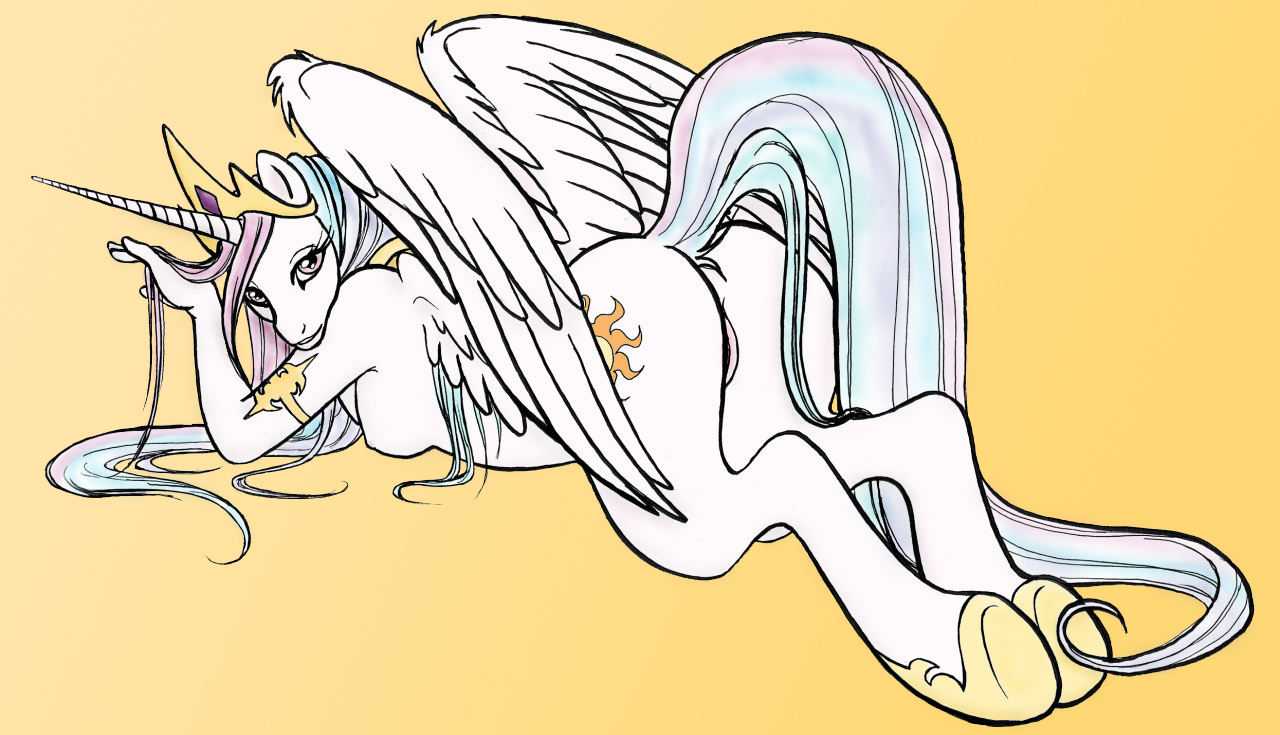 alicorn anthro friendship_is_magic my_little_pony pegacorn pin_up princess_celestia_(mlp) pussy smooth_skin