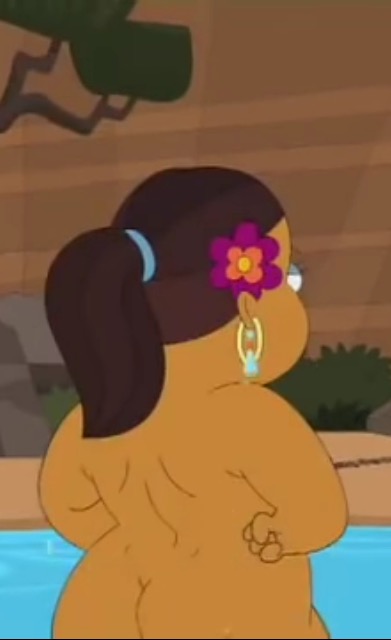 back_view crash_canyon earrings flower_in_hair frida_dominguez hands_on_hips ponytail screenshot tagme