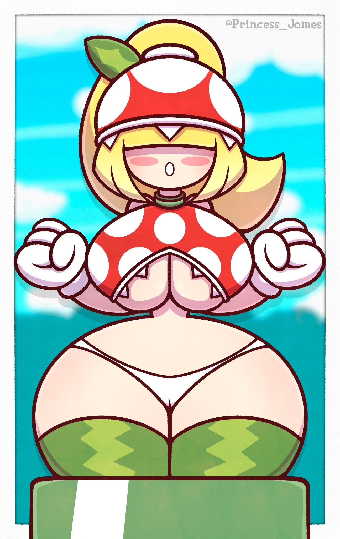 barely_clothed big_breasts big_hips boob_window female female_only mario_(series) nintendo no_bra piranha_plant piranha_plant_girl princess_jomes