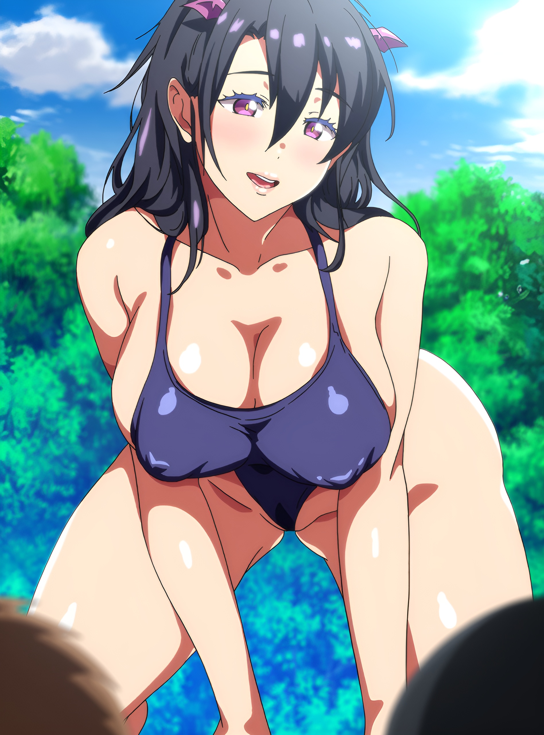 1girls, 2022, age difference, anime screencap, ass, black hair, breasts, bunnywalker, demon, demon girl, demoness, eri morita, female, head wings, japanese female, large ass, large breasts, long hair, male, milf, monster girl, nipples, older female and younger male, ova, purple eyes, screencap, screenshot, stepmother, succubus, succubus yondara haha ga kita!?, swimsuit, t-rex (animation studio), thick thighs, thighs