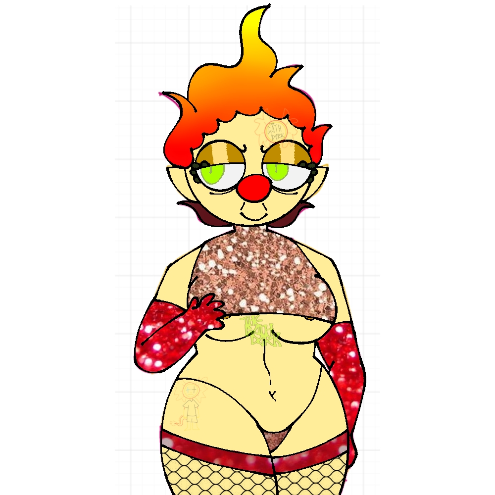 armgloves belly belly_button big_breasts big_thighs curvaceous curvy curvy_body curvy_female curvy_figure curvy_hips eyelashes fire fire_hair fishnet_legwear fishnet_pantyhose fishnet_stockings fishnets genderswap_(mtf) glitter green_eyes heat heat_miser makeup red_hair rule63 rule_63 rule_63 rule_63 solo solo_female stockings thick_thighs thighhighs thighs topwear underboob white_background wide_hips yellow_body