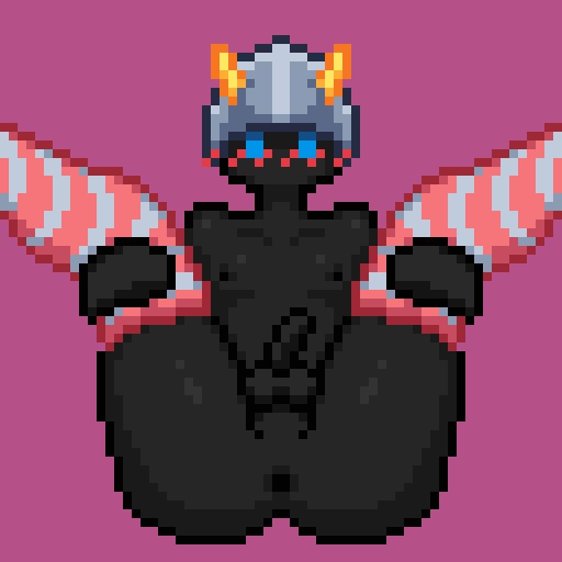 1boy balls blush endless_wander exposed_ass femboy helmet itsempty male nude nude_male penis pixel_art thick_ass thighhighs thighs