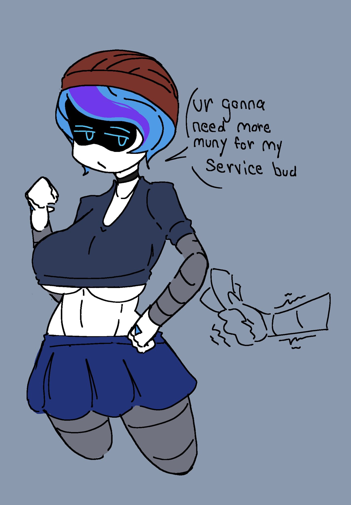 breasts, dialogue, female, female focus, female only, ghastlypann, glitch productions, huge breasts, money, murder drones, prostitution, rebecca (murder drones), robot, robot girl, white body, worker drone