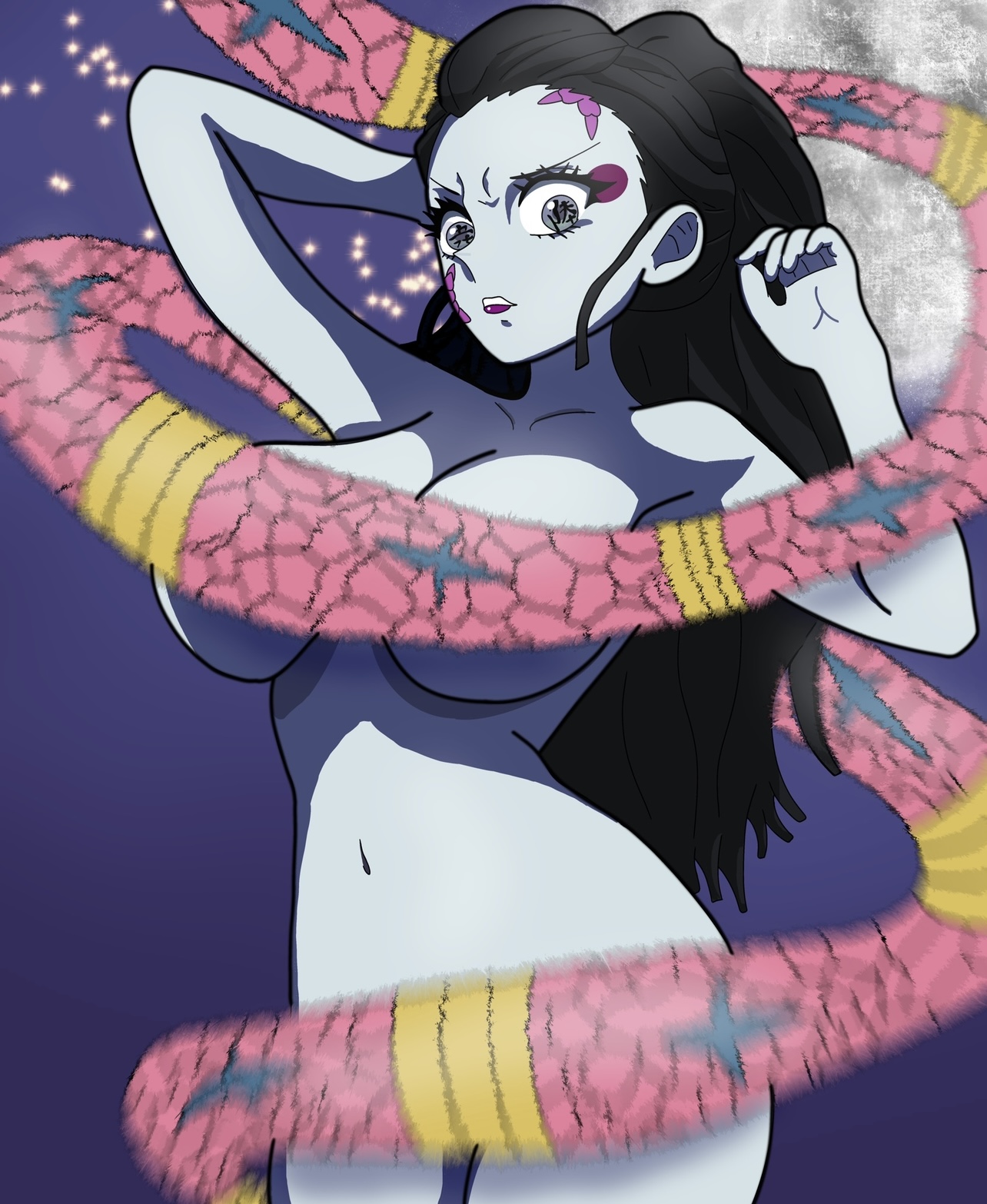breasts, daki (kimetsu no yaiba), demon slayer, female, kimetsu no yaiba, tease, thighs
