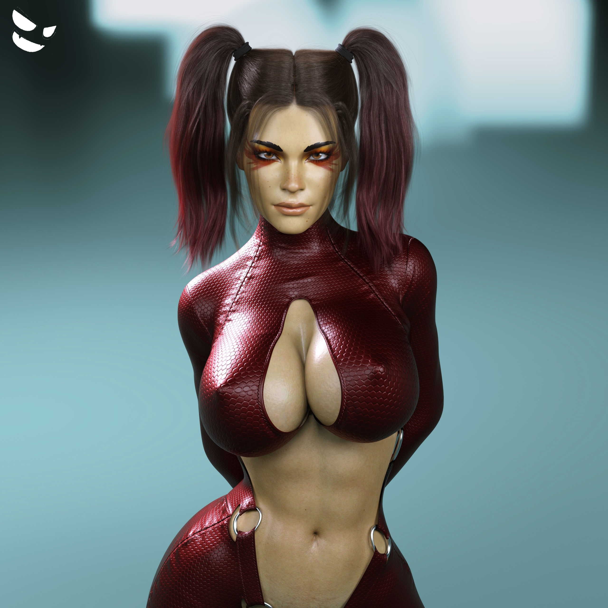 1girls, 3d, apex legends, ass, big ass, big breasts, bodysuit, breasts, cleavage, dark skin, dark-skinned female, erect nipples, female, female only, gm studios, hard nipples, latina, loba (apex legends), nipples, nipples visible through clothing, red hair, respawn entertainment, solo, thick thighs, tight, tight clothing, twintails, wide hips