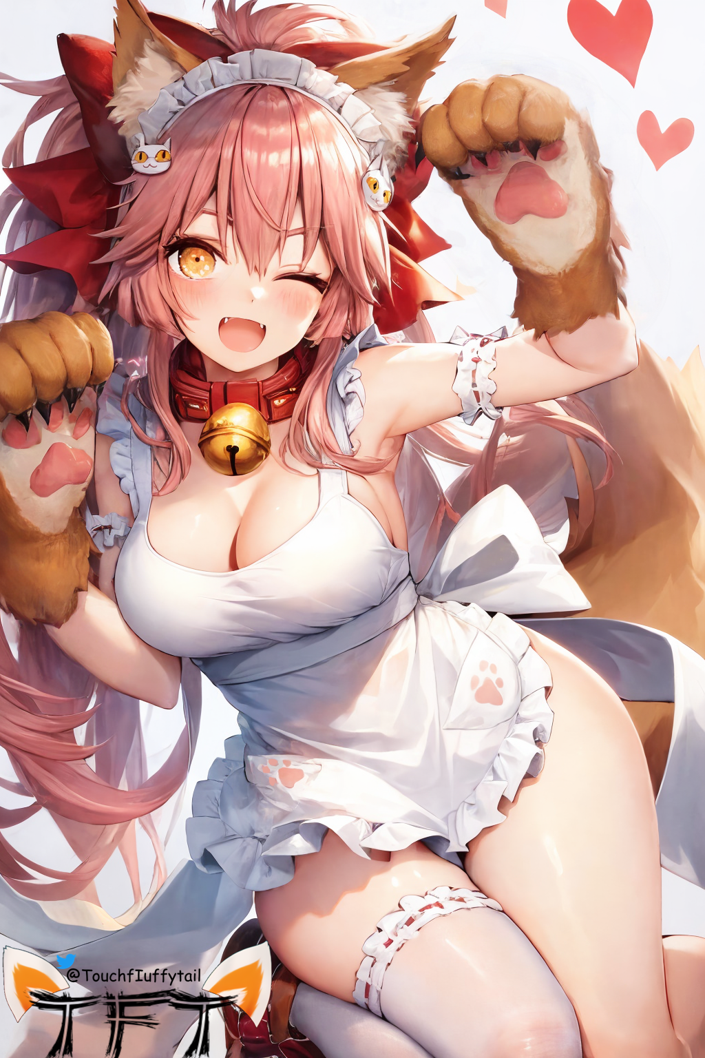 1girls ai_generated apron fate/grand_order kemonomimi stable_diffusion tamamo_cat touchfluffytails