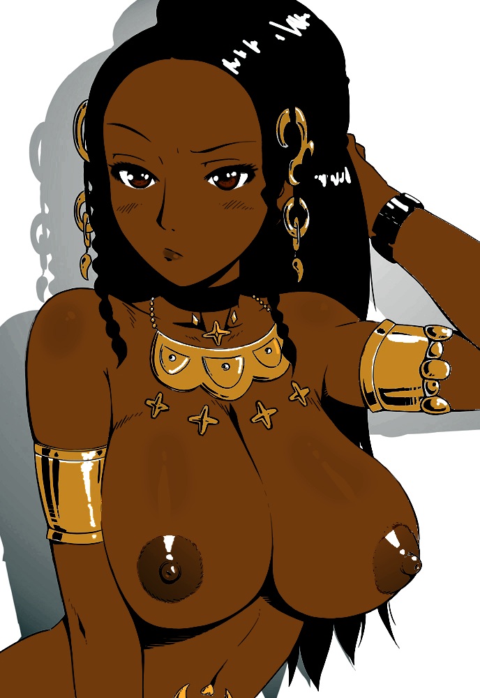 999 alternate_color alternate_hair_color apostle armband big_breasts black_hair breasts breasts_out dark-skinned_female dark_skin female female_only jewelry lotus_(zero_escape) necklace nine_hours_nine_persons_nine_doors photoshop race_swap solo topless zero_escape