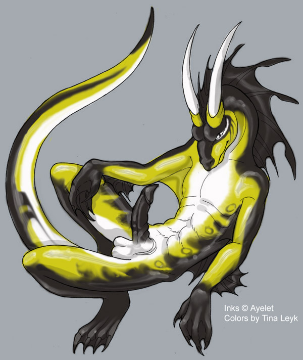 1boy ayelet centrifuge dragon erection frills horns male male_only penis sitting solo tail tina_leyk webbing