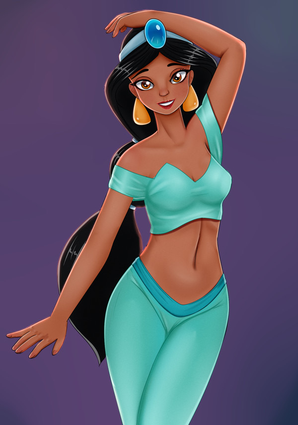 1girls aladdin belly_button disney disney_princess female female_only focus_bx princess_jasmine solo