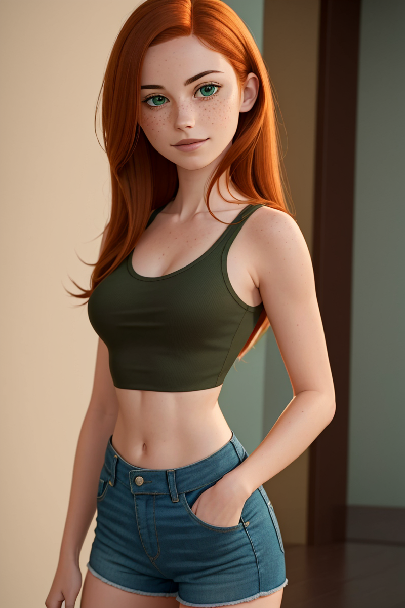 1girls ai_generated crop_top disney disney_channel female female_only fit_female freckles jeans kim_possible kimberly_ann_possible medium_breasts pin3d red_hair redhead skinny slim small_breasts solo stable_diffusion tagme thin_female